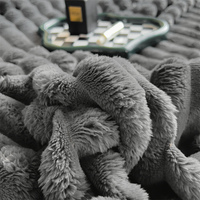 Tricoté Moelleux Fausse Fourrure Doux Chaud En Peluche Flanelle Polaire Jette Couverture pour Canapé Canapé Lit Décorer Logo Personnalisé Paquet Usine