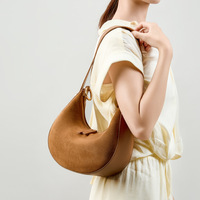 Sac à Main Luxe Haut de Gamme en Cuir Véritable Suède Grande Capacité Forme Croissant pour Épaule ou Sous le Bras pour Femme