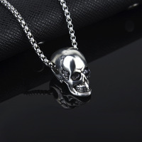 Accessoires d'usine en gros : Collier pour homme en acier titane, style européen et américain, motif crâne, tendance Hip Hop, chaîne Halloween
