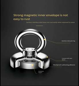 Imán potente, materiales magnéticos industriales permanentes, fuerza de tracción resistente, 80kg-200kg, cuerda de recuperación, cáncamo, imán de <span class=keywords><strong>pesca</strong></span> - Product Image 2