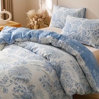 Parure de lit trois pièces en polyester, style chinois, broderie florale tissée, coton lavable, drap-housse extra profond, taille double, personnalisable