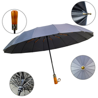 Parapluie OVIDA 105 cm à ouverture automatique, trois plis, manche en bois, 16 baleines, logo personnalisable, publicitaire