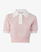 Pull en maille de golf à manches courtes pour femme, avec bordure rayée, personnalisable avec logo, collection printemps-été, vente en gros