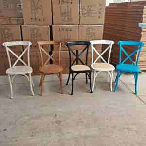 Chaises empilables robustes <span class=keywords><strong>de</strong></span> style rustique <span class=keywords><strong>de</strong></span> qualité commerciale à dossier en X pour réceptions <span class=keywords><strong>de</strong></span> mariage romantiques - Product Image 2