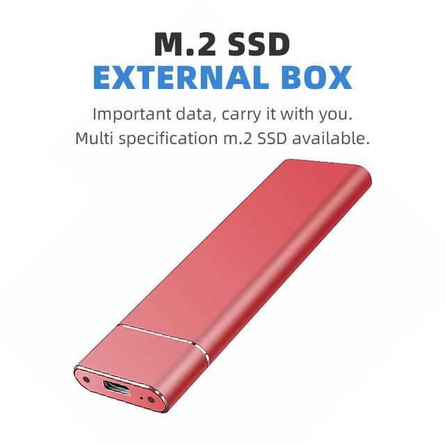 KISSIN High Speed Portable External SSD 128GB 256GB 512GB 1TB 2TB M.2 NVMe Solid State Drive USB Storage for Laptop Desktop
