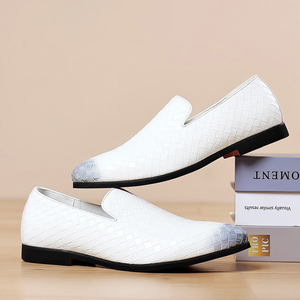 أحذية رجالية أنيقة سهلة الارتداء، أحذية مشي مريحة، أحذية جلدية كاجوال، أحذية رسمية بيضاء من الجلد للرجال - Product Image 3