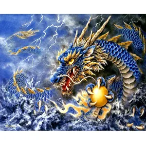 Usine personnalisé diamant peinture Long Dragon et perle Animal 5d bricolage plein foret diamant peinture Style chinois décoration murale