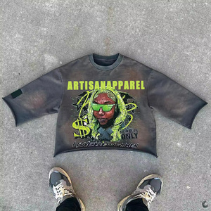 T-Shirt Hip Hop con Design personalizzato stampato Vintage con taglio corto da uomo, - Product Image 4