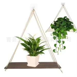 Étagère murale triangulaire en bois massif pour plantes, support de rangement pour salon, couleur blanc charbon - Product Image 2