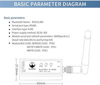 Módulo de Comunicación Inalámbrico Bluetooth DX-CP24 a Convertidor RS485, Convierte de Cableado a Inalámbrico, Compatible con el Protocolo Modbus para Dispositivos