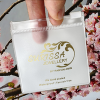 XIYUE Emballage recyclable à fermeture éclair pour colliers et boucles d'oreilles, avec logo en feuille d'or fait main, pour bagues et montres, en PVC sérigraphié