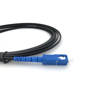2 uçlu ön uçlu saplama kablo 1C siyah Singlemode Fiber optik Jumper özel etiketleme ile baskı mavi SC/UPC konnektör