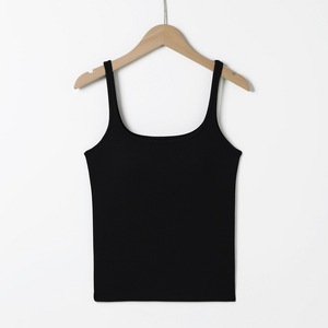 Cómodo nuevo estilo 100% algodón personalizado Silm Fit Spaghetti Stringer sin mangas camiseta sin mangas para <span class=keywords><strong>mujer</strong></span> - Product Image 4