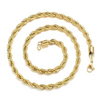 Chaîne en acier inoxydable à maillons français, plaquée or par électrolyse sous vide, collier chaîne corde, accessoire de bijouterie pour homme