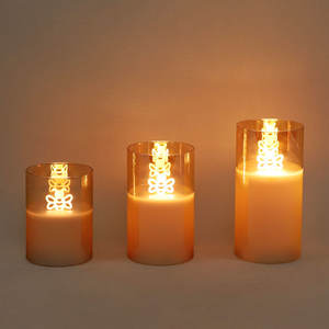 Haute qualité verre soufflé galvanoplastie éclairé <span class=keywords><strong>bougeoir</strong></span> minuterie sécurité d'utilisation pas de feu lampe de noël personnalisée - Product Image 2