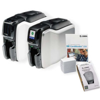 Printer Kartu ID Plastik PVC Zebra ZC300 Asli, Mesin Sublimasi Dua/Satu Sisi, Pencetakan Bisnis, Kartu Lencana Pelajar