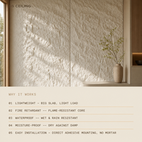 Panneaux longs en PU effet pierre classique pour murs d'atrium de maison jumelée, avec texture SPD, revêtement décoratif cohésif authentique