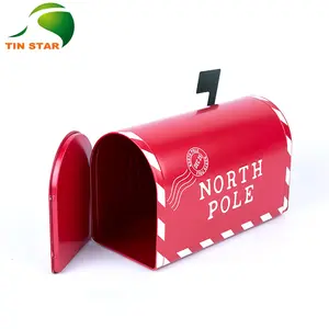 OEM US Letter Box Shape Christmas Tin Can Santa Tin Box