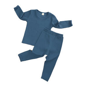 Ensemble de vêtements de nuit pour bébé et tout-petit, couleur unie rayée, printemps et automne, pyjamas pour bébé - Product Image 2