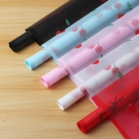 Papier d'emballage pour fleurs en papier coréen semi-transparent doux et mat à imprimé cerise, imperméable, pour la fête de la Saint-Valentin Qixi