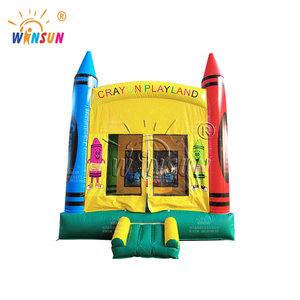 แทรมโพลีนเป่าลมรูปดินสอสี อุปกรณ์สวนสนุกเป่าลม แทรมโพลีนเป่าลมพีวีซี - Product Image 1