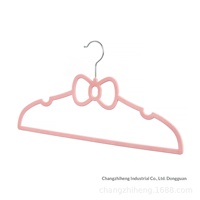 Cintre en plastique floqué en forme de cœur avec nœud, antidérapant, créatif, pour étudiants et usage domestique