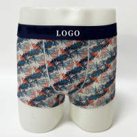 Boxers pour hommes à imprimé graphique tendance, en coton et élasthanne, tissu mélangé de qualité supérieure, haute élasticité, récupération rapide, anti-frottement, marque privée