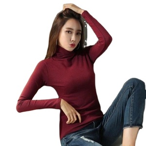 Camisetas de alta calidad para mujer, camisas de manga larga ajustadas de cuello alto, blancas y negras, primavera y otoño - Product Image 1