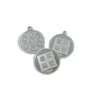 2024 Silver Plated Bright Prayer Coin 1.35mm 2.85mm Thickness Blessing Coin With Top Ring