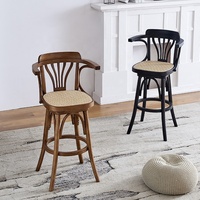 Haut de gamme Antique traditionnel français Louis Style Design chêne en bois chaises hautes bar Restaurant bar tabouret salon salle à manger ensemble
