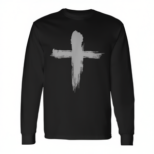 Camiseta de manga larga Asher Wednesday Cross Christian, diseño unisex negro - Product Image 2