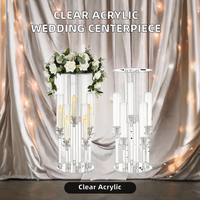 Candélabres en acrylique transparent à 5 bras, porte-bougies coniques, centres de table de luxe pour mariage, décorations de table, présentoirs