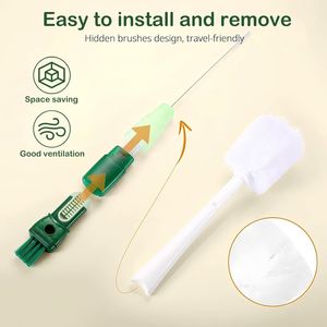 Ensemble de brosses de nettoyage vertes multifonctionnelles 5-en-1 pour biberons, thermos et pailles, avec brosse longue pour pailles et brosse pour bouteilles d'eau - Product Image 4