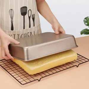 Bandeja rectangular para hornear pan y Pan, Popular, dorada, no pegajosa