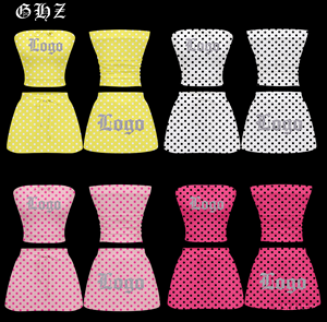 Nouvel Arrivage 2026 – <span class=keywords><strong>Ensemble</strong></span> d'été noir et <span class=keywords><strong>rose</strong></span> à pois pour femme : Haut court bustier et mini-jupe – <span class=keywords><strong>Ensemble</strong></span> 2 pièces loungewear pour femme - Product Image 1