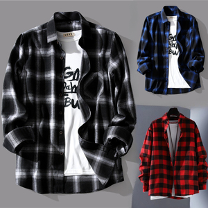 <span class=keywords><strong>Camisa</strong></span> de Manga Larga a Cuadros para Hombre con Sentido <span class=keywords><strong>del</strong></span> Diseño de Nicho Retro Holgada Estilo Versátil - Product Image 1