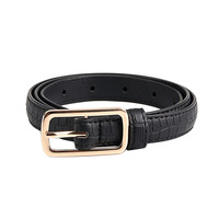 Ceinture pour femme en similicuir PU à motif crocodile avec boucle carrée, pour jeans et robes