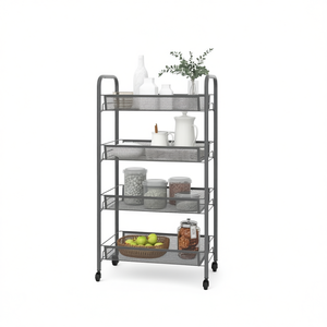Carrito de Cocina de Hierro Gris de 4 Niveles, 18.1x10.2x33.5 Pulgadas, Estante de Almacenamiento con Ruedas para Organización de Cocina - Product Image 1