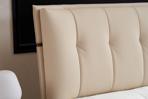Luxury Vertical Tufted Leather Smart <b>Bed</b> <b>Frame</b> Reclining Adjustable Comfort Pocket Spring Mattress Midcentury Modern Double - Product Image 2