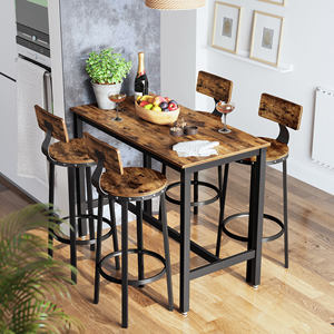 Ensemble table et chaises de bar industrielles en gros, hauteur comptoir, avec structure métallique et pieds réglables, pour la maison et la restauration - Product Image 5