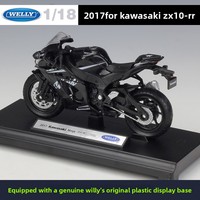 WELLY 1:18 2017 ZX-10RR Modèle de moto miniature en métal avec suspension à ressort, jouet de collection