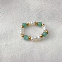 Barock Perlen ringe Natürlicher Süßwasser Perle Frühlings ring Aventurin Vintage Minimalisti scher Schmuck Elastischer Ring