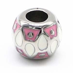 yunnique Stainless Steel Round Bead Pink Epoxy <b>Resin</b> For Bracelet Making - Product Image 1