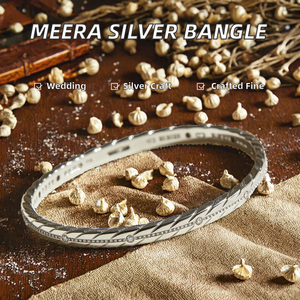 Bracelet en argent pour femme, artisanal et haut de gamme, style ethnique classique, bijoux de mariage 'Meera Jaipur Gatha' - Product Image 2
