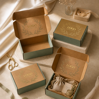 Boîte d'expédition en carton ondulé kraft avec logo personnalisé, écologique, en carton recyclé, pliable, pour emballage cadeau
