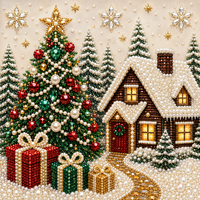 Kit de peinture diamant 5D DIY sur le thème de Noël, cadre en ABS, motif de dessin animé Père Noël et sapin de Noël, décoration murale faite à la main