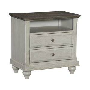 DB Classic Light Gray Nightstand with <b>2</b> <b>Drawers</b> Modern Farmhouse Design for Bedroom <b>Storage</b> for Apartments - Product Image 1
