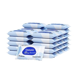 Lingettes humides pour bébés nouveau-nés <span class=keywords><strong>DeYou</strong></span> en tissu spunlace bleu, petit sac portable, 10 paquets * 30 sachets, fournitures de nettoyage ménager - Product Image 5
