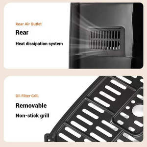 Freidora de Aire Eléctrica Moderna Negra con Cesta de Plástico Extraíble, Perillas de Control Duales, Capacidad de 4L - Product Image 4