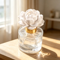 Diffuseur d'huiles essentielles en plâtre parfumé, fleur en céramique et porcelaine, flacon en verre de luxe 100 ml, parfum d'ambiance pour la maison
